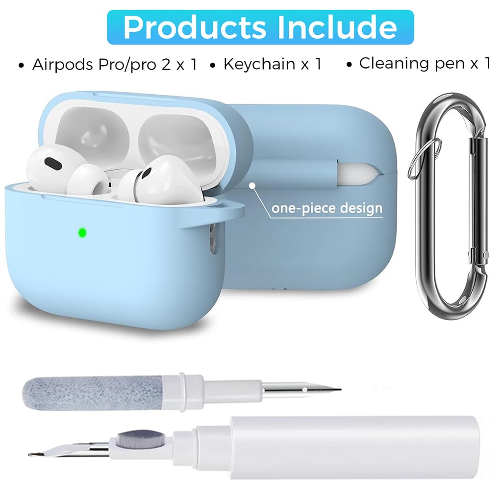 ZORBES® for AirPods Pro 2nd Generation Case Protective Silicone Cover with Carabiner & Dual-Headed Earbud Cleaning Pen Anti-Scratch AirPods Pro 2 Case for Apple AirPods Pro 2nd Generation Case, Blue ZORBES® for AirPods Pro 2nd Generation Case Protective Silicone Cover with Carabiner & Dual-Headed Earbud Cleaning Pen Anti-Scratch AirPods Pro 2 Case for Apple AirPods Pro 2nd Generation Case, Blue